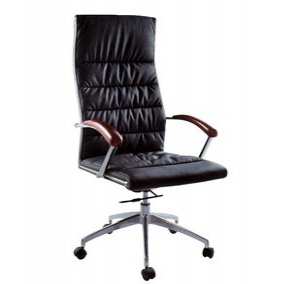 Leather swivel chair with armrest