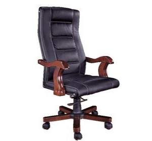 Leather swivel chair with armrest