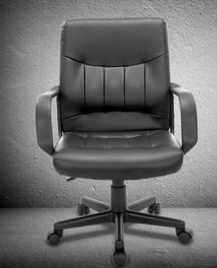 Leather swivel chair with armrest