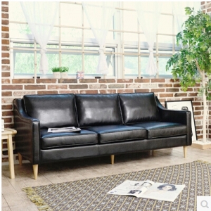 Leather three-seat sofa