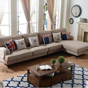 preorder- Fabric three seat sofa+chaise longue