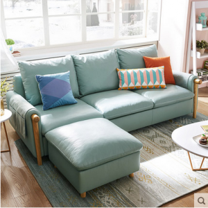 Preorder-Leather three seat sofa+foot stool