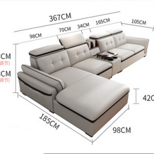 Preorder-Leather three-seat sofa +chaise longue