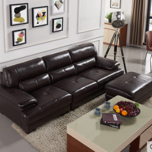 Preorder-Leather three-seat sofa+foot stool