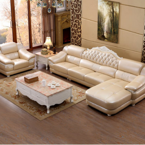 Preorder-Leather three-seat sofa+armchair+chaise longue