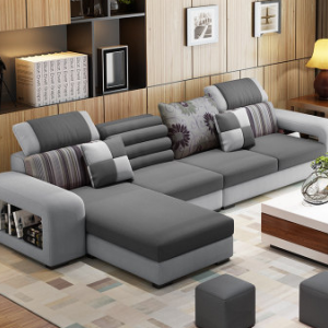 Preorder-Fabric three-seat sofa + chaise longue+foot stool