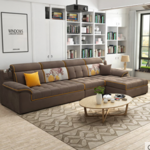 Preorder-Fabric three-seat sofa + chaise longue