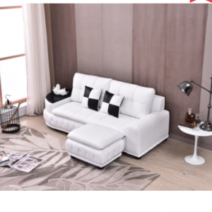 Preorder-Fabric three-seat sofa +foot stool