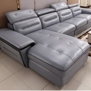 Preorder-Leather three-seat sofa+chaise longue