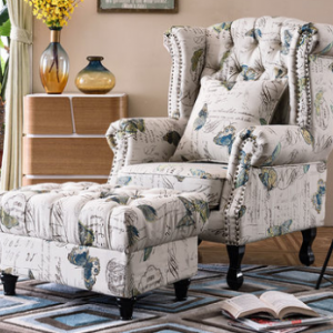 Preorder-Fabric armchair+foot stool