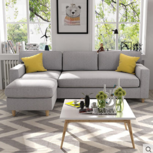 Preorder-Fabric three-seat sofa+foot stool