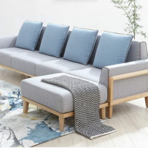 Preorder-Fabric four-seat sofa +foot stool