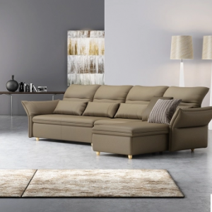 Preorder-Leather three-seat sofa+chaise longue