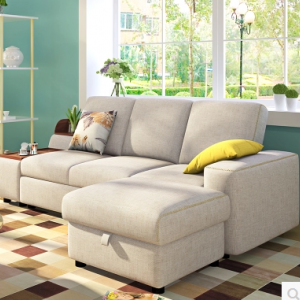 Preorder-Fabric three-seat sofa+foot stool