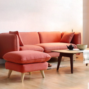 Preorder-Fabric three-seat sofa+foot stool