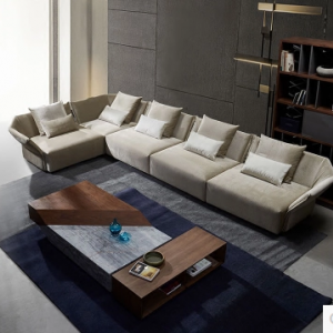 Preorder-Leather three-seat sofa+chaise longue