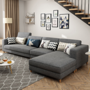 Preorder-Fabric three-seat sofa+chaise longue