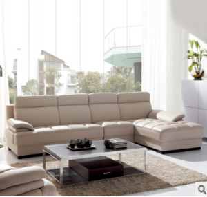 Preorder-Leather three-seat sofa+chaise longue