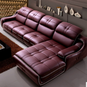 Preorder-Leather three-seat sofa+chaise longue