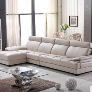 Preorder-Leather three-seat sofa+chaise longue