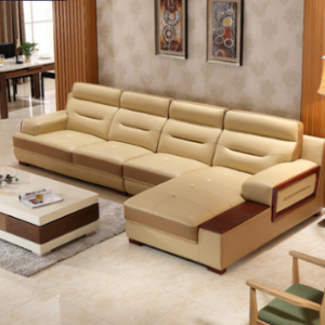 Preorder-Leather three-seat sofa+chaise longue