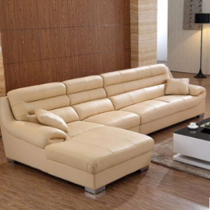 Preorder-Leather three-seat sofa+chaise longue