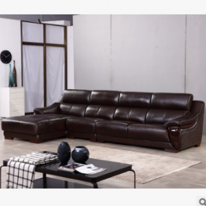 Preorder-Leather three-seat sofa+chaise longue