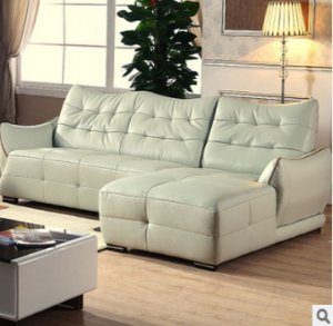 Preorder-Leather three-seat sofa+chaise longue