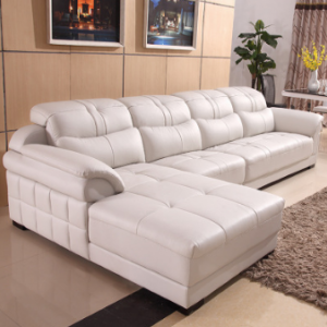 Preorder-Leather three-seat sofa+chaise longue