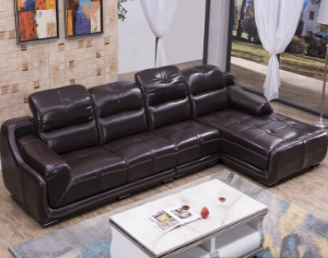 Preorder-Leather three-seat sofa+chaise longue