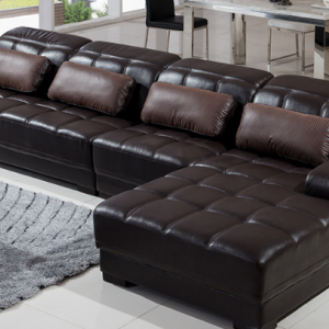 Preorder-Leather four-seat sofa+chaise longue