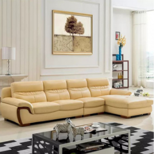 Preorder-Leather three-seat sofa+chaise longue