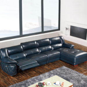 Preorder-Leather three-seat sofa+chaise longue