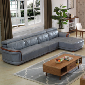 Preorder-Leather three-seat sofa+chaise longue