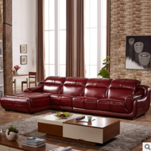 Preorder-Leather three-seat sofa+chaise longue