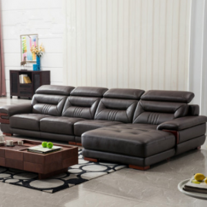 Preorder-Leather three-seat sofa+chaise longue