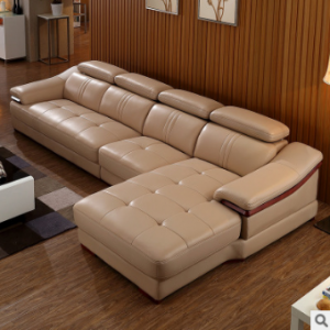 Preorder-Leather three-seat sofa+chaise longue