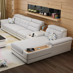 Preorder-Leather three-seat sofa+chaise longue