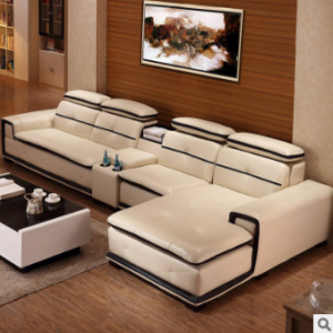 Preorder-Leather three-seat sofa+chaise longue+sideboard