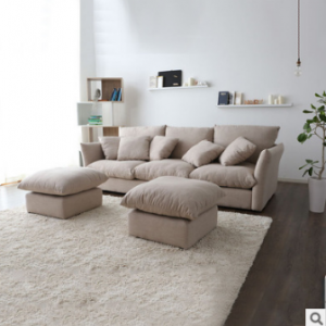 Preorder-Fabric three-seat sofa+2 foot stool