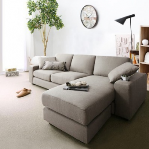 Preorder-Fabric three-seat sofa+foot stool