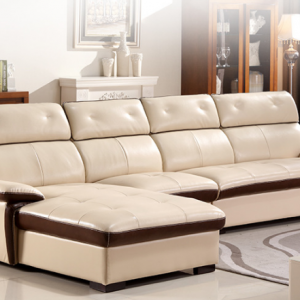 Preorder-Leather three-seat sofa+chaise longue