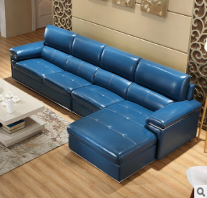 Preorder-Leather three-seat sofa+chaise longue