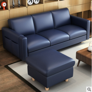 Preorder-Leather three-seat sofa+foot stool