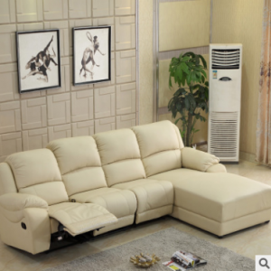 Preorder-Leather three-seat sofa+chaise longue