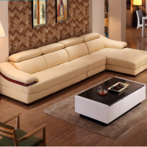 Preorder-Leather three-seat sofa+chaise longue