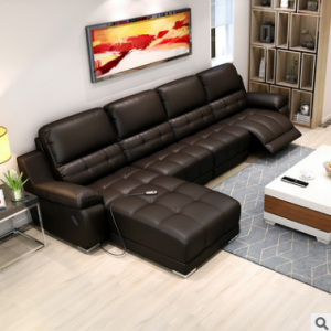 Preorder-Leather three-seat sofa+chaise longue