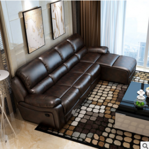 Preorder-Leather three-seat sofa+chaise longue