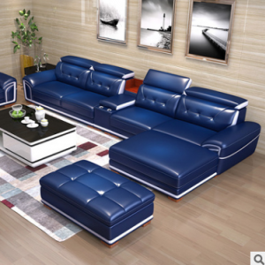 Preorder-Leather three-seat sofa+chaise longue+sideboard