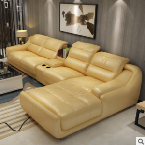 Preorder-Leather three-seat sofa+chaise longue+sideboard